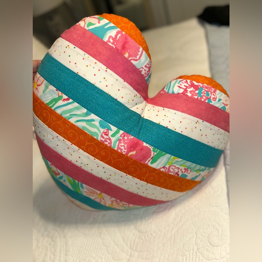 Lilly Pulitzer fabric print custom pillow heart